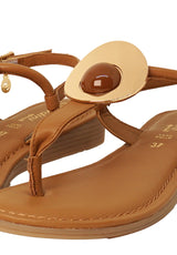 Sandales plates couleur cuir India