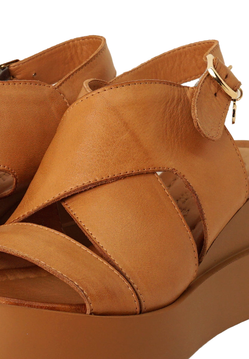 Sandales compensées en cuir Annabel